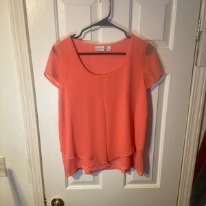 Kim Rogers Vibrant Coral Layered Blouse